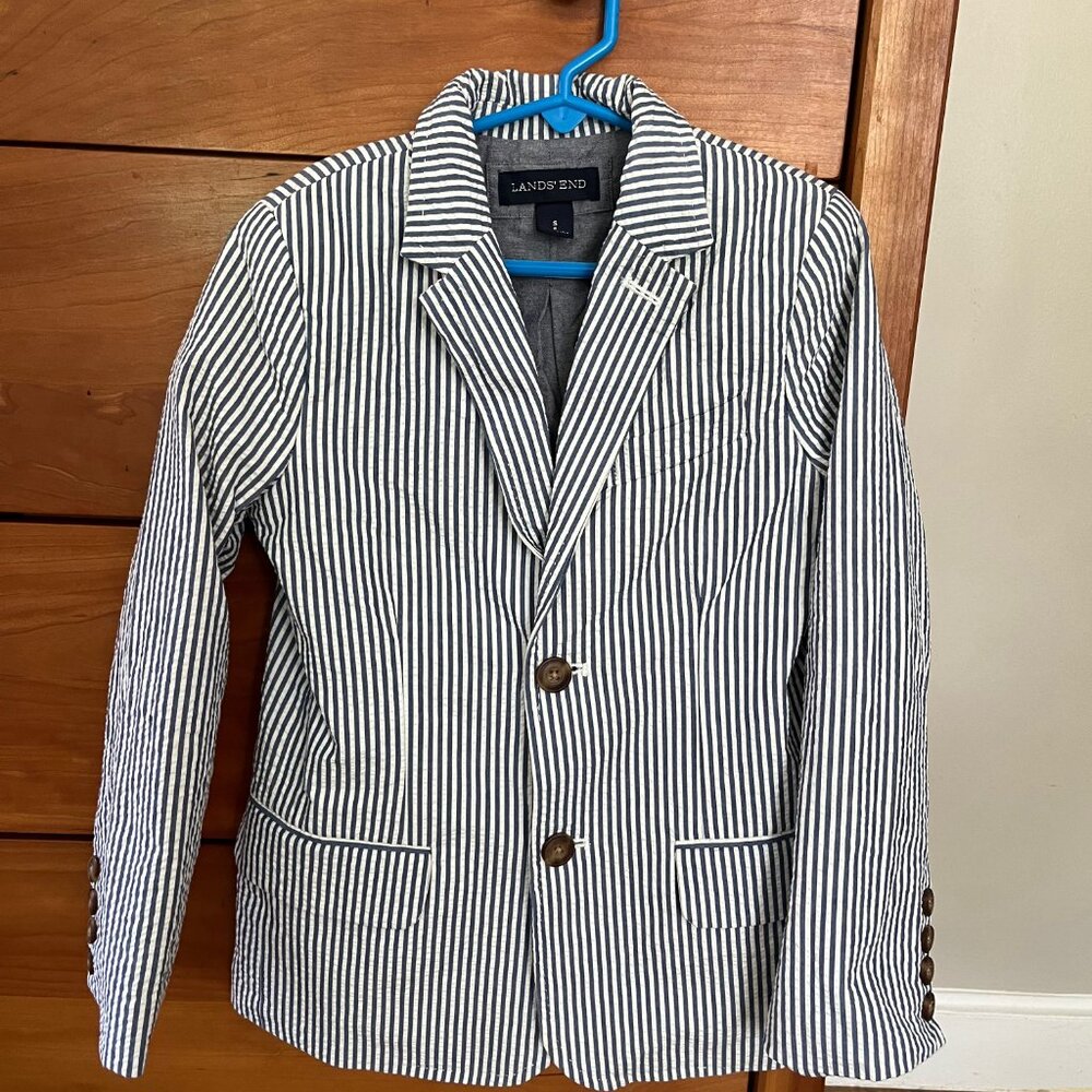 Lands' End Boys Seersucker Suit Jacket & Pants (size 8)